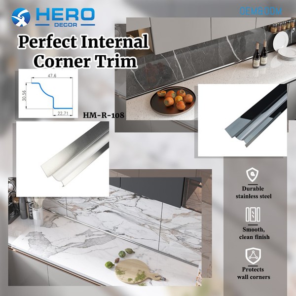 Tile trim Inside corner aluminum in kitchen Tile trim Inside corner aluminum in kitchen